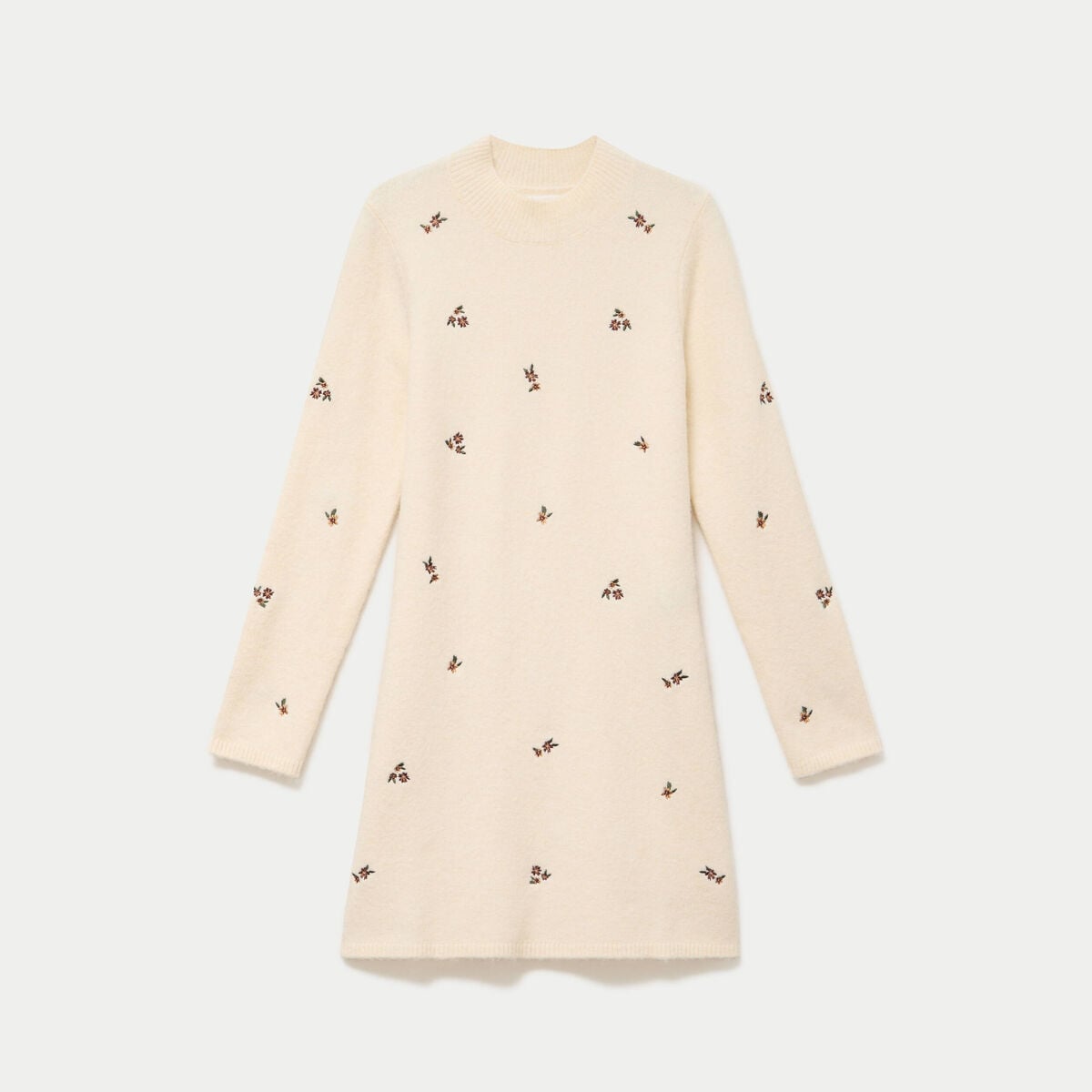 Robe pull droite manches longues sable femme