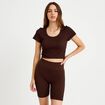 Short cycliste sans couture marron fonc&eacute; femme