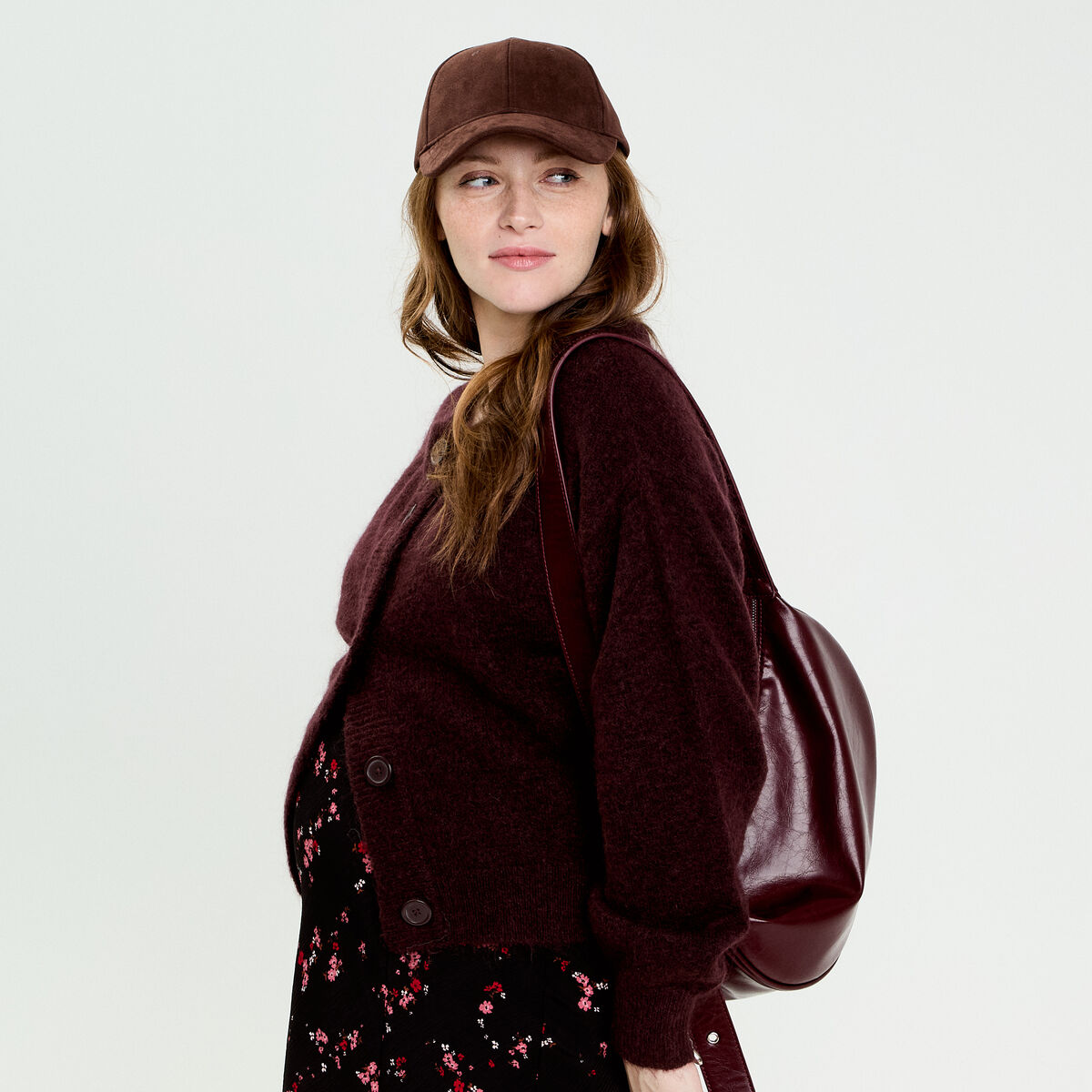 Gilet boutonn&eacute; rouge fonc&eacute; femme