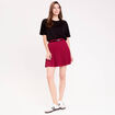 Jupe &eacute;vas&eacute;e pliss&eacute;e ceintur&eacute;e rouge fonc&eacute; femme
