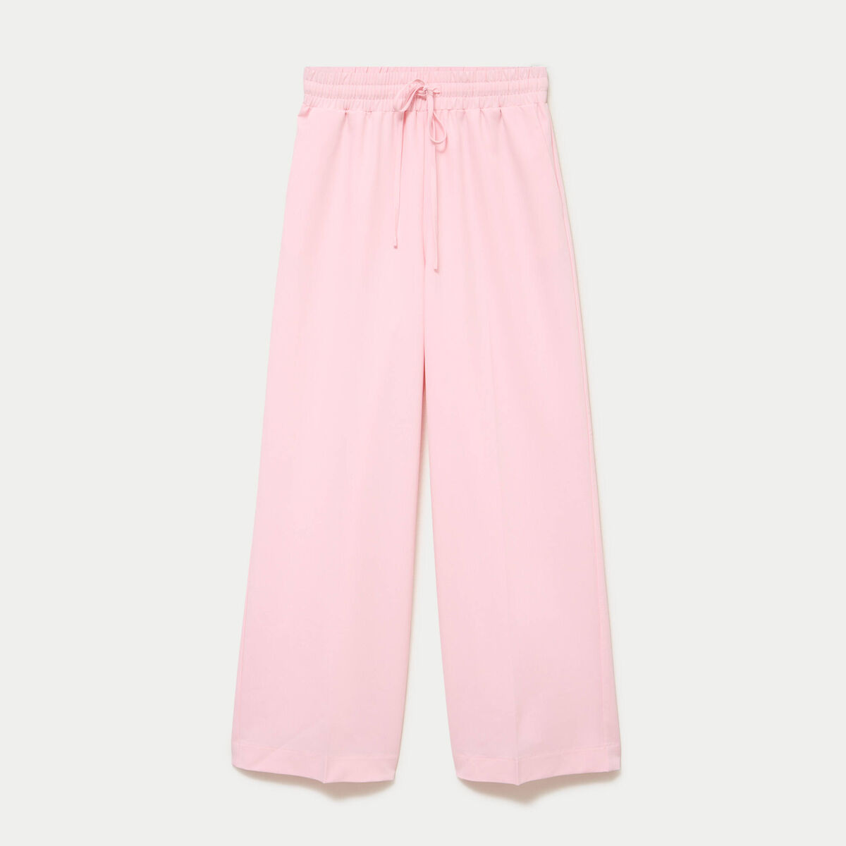 Pantalon large taille &eacute;lastiqu&eacute;e rose clair femme