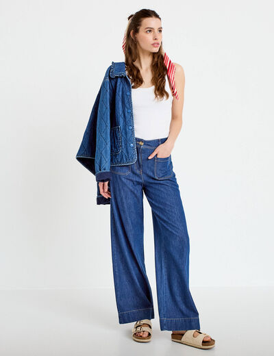 Jean wide leg taille standard denim stone femme