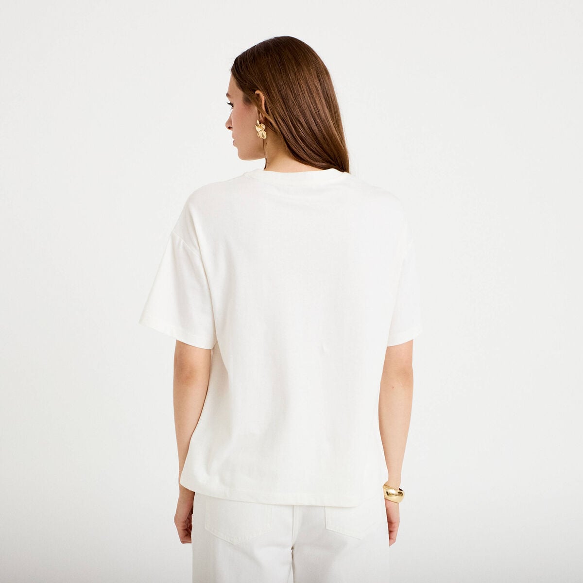 T-shirt oversize manches courtes blanc femme