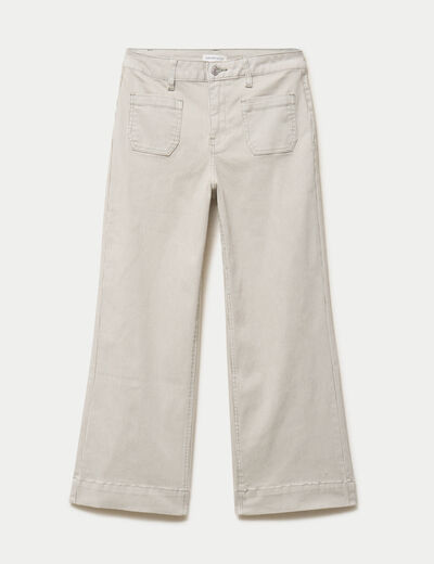 Jean flare cropped taille haute vert kaki femme