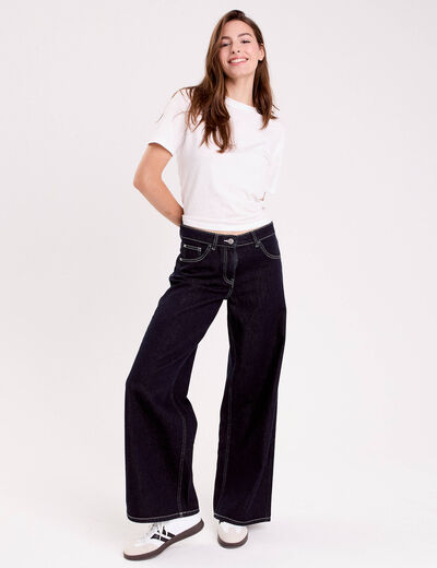 Jean wide leg taille standard denim brut femme