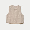 Blouse droite sans manches pliss&eacute;e creme femme