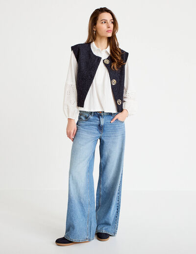 Gilet sans manches effet polaire bleu marine femme