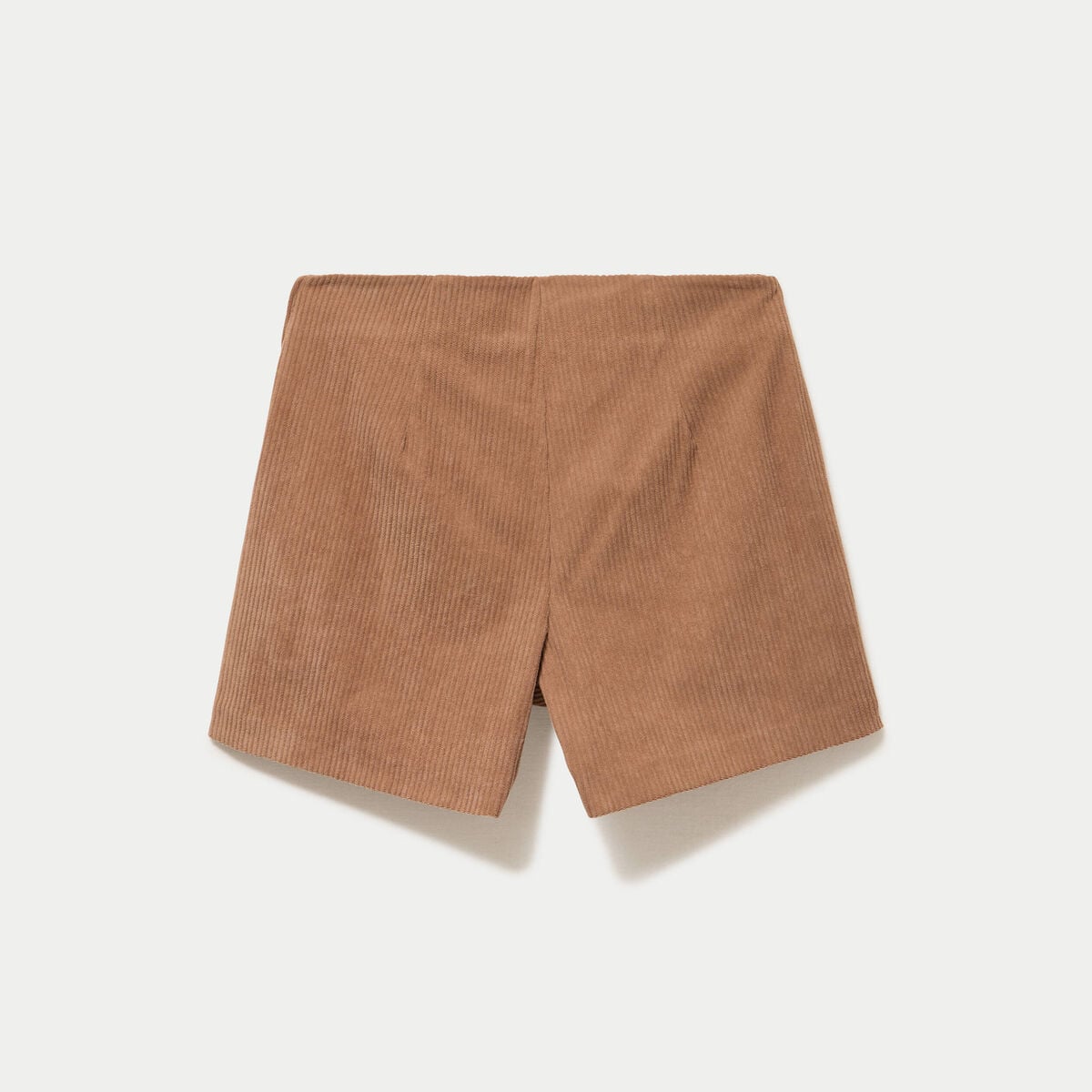 Jupe-short trap&egrave;ze courte en velours camel femme