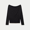 T-shirt col bateau manches longues noir femme