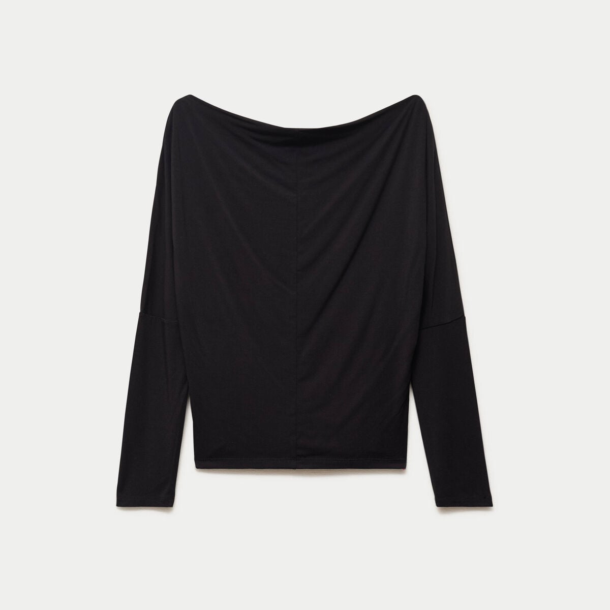 T-shirt col bateau manches longues noir femme