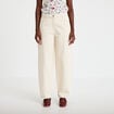Pantalon barrel broderie taille basse ecru femme
