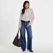 Blouse droite voile manches longues blanc femme
