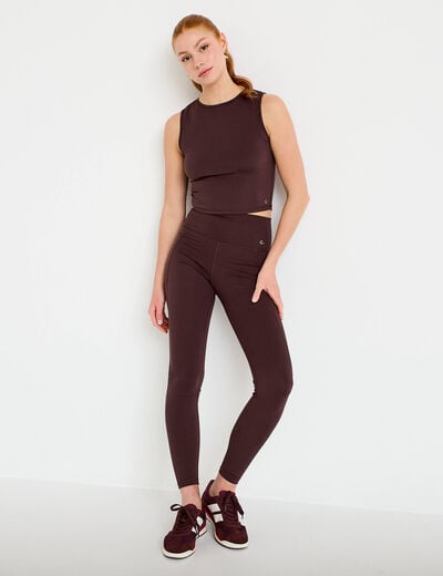 Legging taille haute marron fonc&eacute; femme