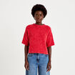 Pull manches courtes rouge femme