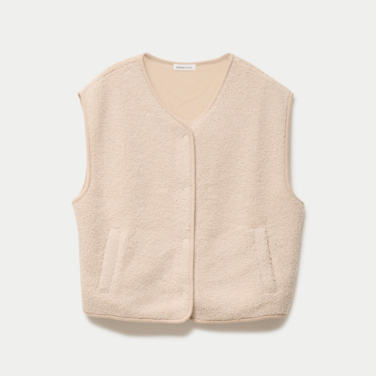 Gilet sans manches effet polaire ecru femme