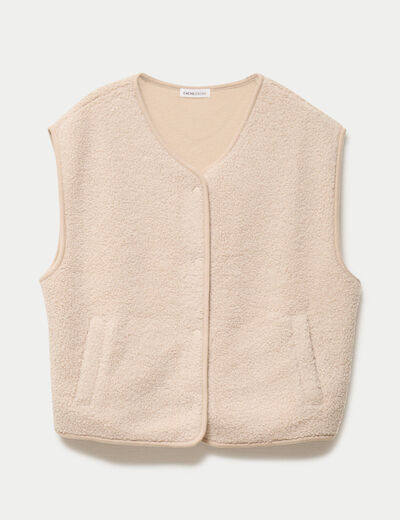 Gilet sans manches effet polaire ecru femme
