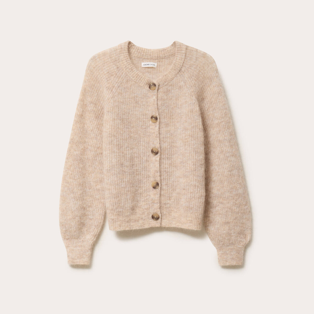 Gilet manches longues beige femme