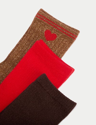 Lot de 3 paires de chaussettes marron fonc&eacute; femme