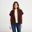 Gilet polaire manches courtes marron fonc&eacute; femme