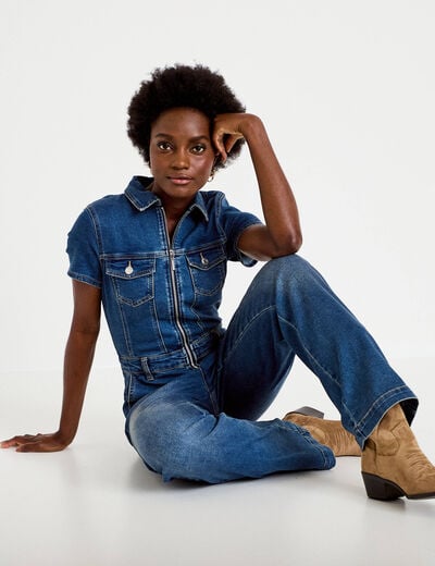 Combinaison pantalon en jean denim double stone femme