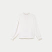 Blouse droite col v manches longues ecru femme