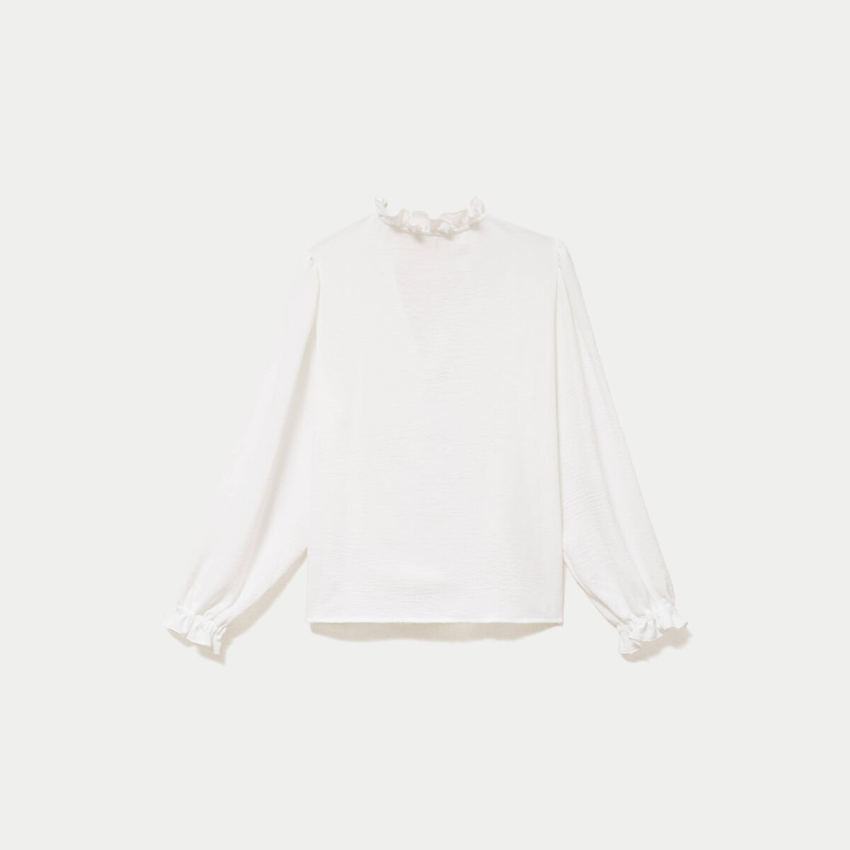 Blouse droite col v manches longues ecru femme