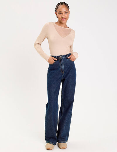 Body thermique col rond manches longues sable femme