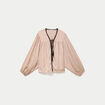 Blouse droite manches longues ecru femme