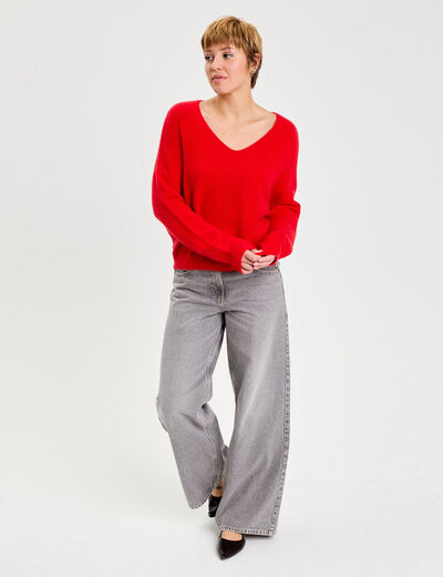 Pull manches longues rouge femme