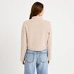 Veste droite cropped effet polaire ivoire femme