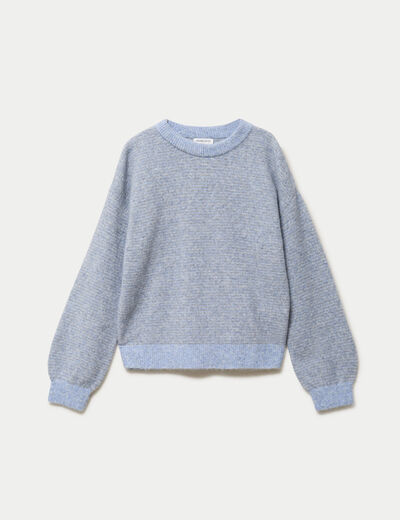 Pull ample col rond manches longues gris femme