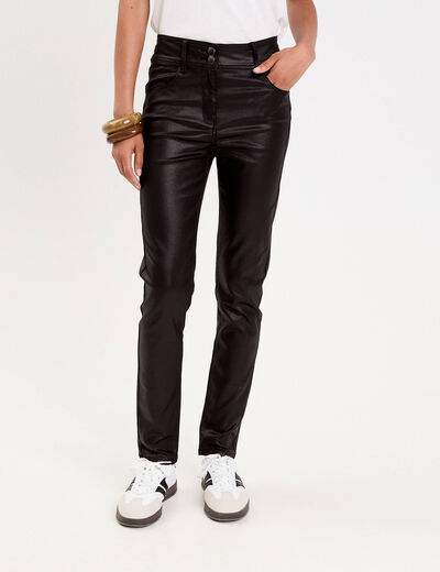 Pantalon enduit slim push-up denim noir enduit femme