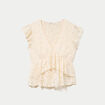 Blouse manches courtes aspect dentelle ecru femme