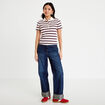 T-shirt c&ocirc;tel&eacute; col polo rouge femme