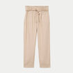 Pantalon large 7/8&egrave;me taille haute sable femme