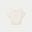 Pull ample cropped manches courtes ecru femme