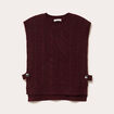 Pull sans manches torsad&eacute; violet fonc&eacute; femme
