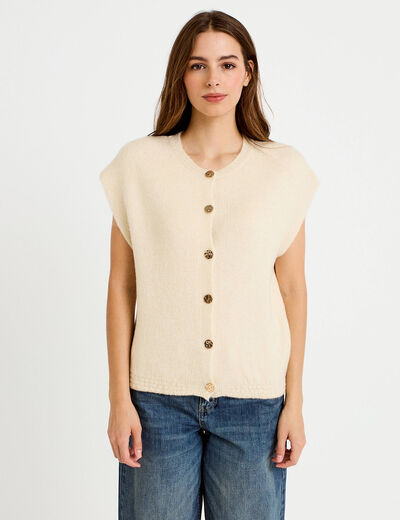 Gilet ample sans manches sable femme