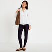 Blouse droite col v manches longues ecru femme
