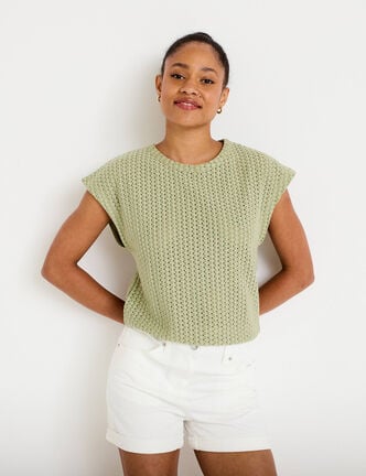 D&eacute;bardeur ajour&eacute; vert kaki femme
