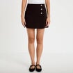 Jupe-short &eacute;vas&eacute;e taille haute noir femme