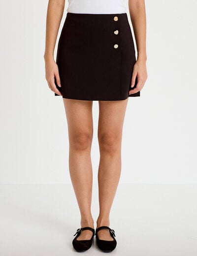 Jupe-short &eacute;vas&eacute;e taille haute noir femme