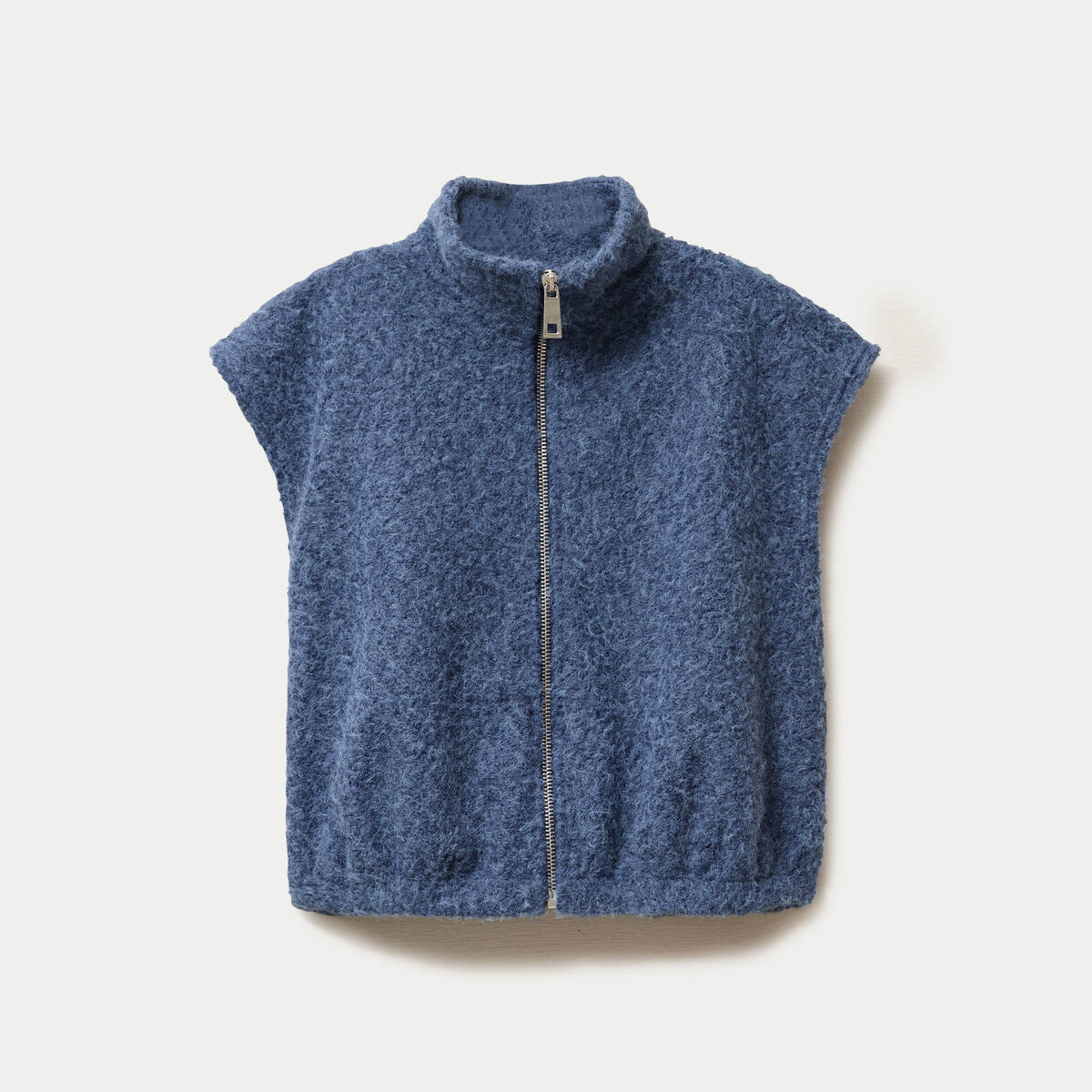 Veste sans manches col montant bleu marine femme