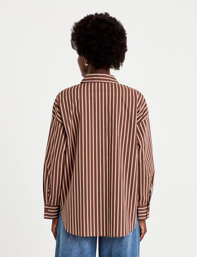 Chemise oversize manches longues marron femme