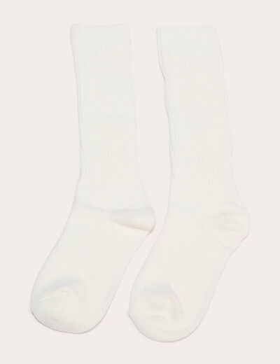 Chaussettes hautes ecru femme