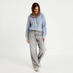 Pull ample col rond manches longues gris femme