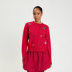 Gilet col rond manches longues rouge clair femme