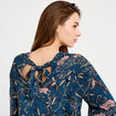 Blouse manches longues encolure bateau bleu p&eacute;trole femme