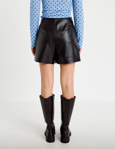 Jupe-short courte en similicuir noir femme
