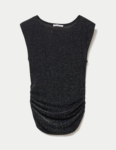 Top ajust&eacute; col rond manches courtes noir femme